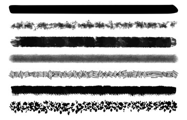 Japanese Ink Brush Stroke Line Set - Traditional Design Elements