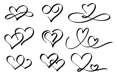 Hand-painted style heart decoration  set (monochrome)