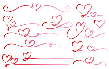 Hand-painted style heart decoration set (pink gradient)