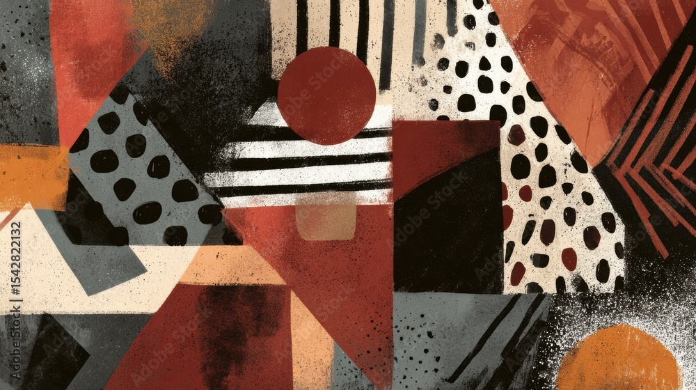 Poster Abstract Composition Featuring Stylized Garbage Textures in Vibrant Colors and Patterns Exploring Waste in Urban Environments