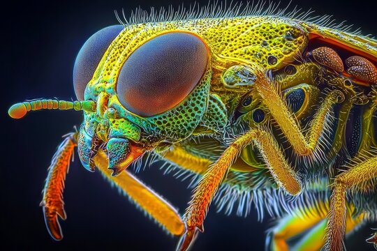 Detailed imaging of insect leg under a scanning electron microscope.