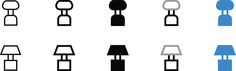Vector Icons of Lamps in Different Colors and Shades
