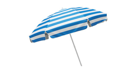 Striped Blue and White Beach Umbrella Side View PNG