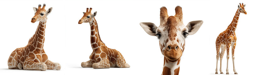 Collection set of giraffe isolated on white background