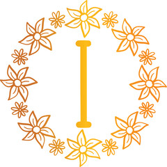 Intricate Floral Letter I Design with Gradient Colors
