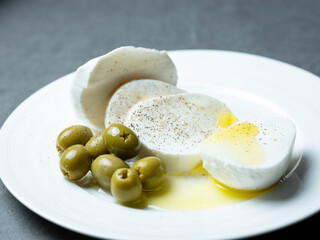 Mozzarella cheese and olives