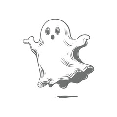A cute ghost floating in the air, perfect for Halloween