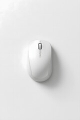 Modern White Wireless Computer Mouse on Minimal Clean Background - Top View