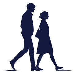 silhouette walking couple on white background 