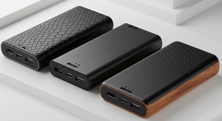Three Stylish Portable Power Banks with Unique Textures