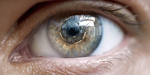 closeup macro of a robotic eye
