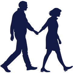 silhouette walking couple on white background 