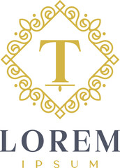 Luxury Diamond Decorative Letter T Logo Template