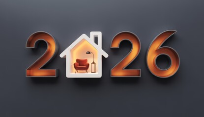 Year 2026 Home Interior Design Concept with Warm Lighting