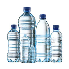 Assorted Plastic Water Bottles Different Sizes Refreshing Hydration,