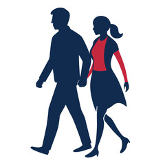 silhouette walking couple on white background 