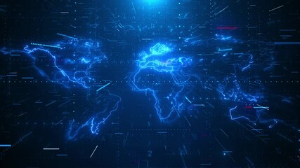 Global earth map rotating digital world breaking news Studio Animation. world map and data processing over globe. Global computing and data processing concept. data exchange, technological networks - Powered by Adobe