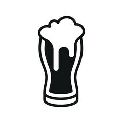 Beer glass in solid black style delivers a timeless and bold alcoholic drink icon.