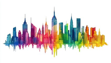 Fototapeta premium Colorful, stylized cityscape