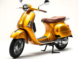 vintage golden scooter white background