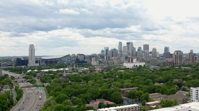 minneapolis minnesota drone skyline