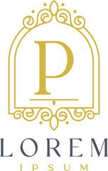 Luxury Frame Decor Letter P Logo Template