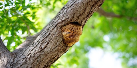 Fototapeta premium photo of beehive in a tree 