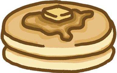 Hand-drawn Pancakes with Syrup and Butter – Doodle Style Illustration