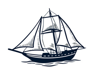 Classic sailing ship illustration in vintage stipple engraving style icon vector.png.jpg