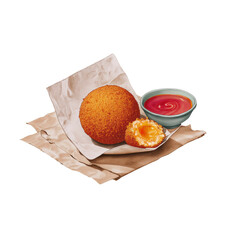 Delicious snack preparation street food market food photography urban environment close-up view transparent background