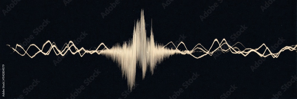 Poster Faint Pulse Line Evolving Into an SOS Signal With a Beige Background
