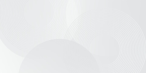 White geometric abstract background overlap layer on bright space with lines effect decoration. Modern graphic design element circles style concept for banner, vector illustration