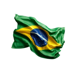 Fototapete Brasilien Brazilian Flag Flowing Dynamically Black Background,  © afikurrahman