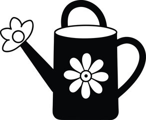 cute watering can vector silhouette art and illustration