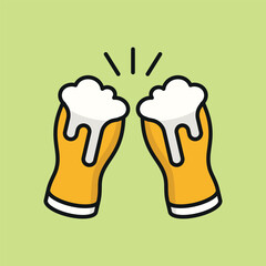 Beer mugs cheers with amber tones and detailed handle creates a rich and festive beer icon.