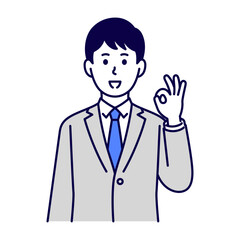 OKサインをするスーツ姿の男性