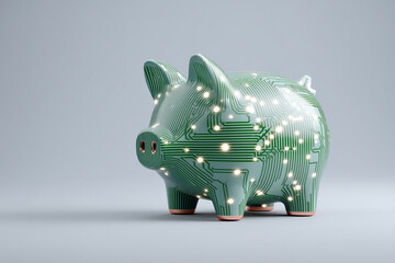 Abstract digital piggy bank. E-banking concept