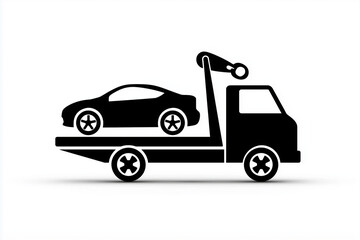 logo symbol vector black icon of car on tow truck on white background