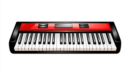 Fototapeta premium Red And Black Keyboard Digital Illustration On White Background