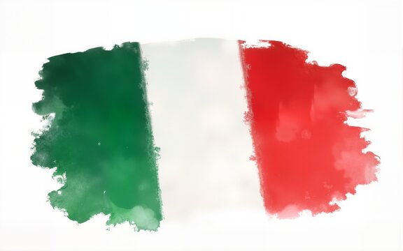 Grunge brush stroke with italy national flag. Watercolor painting flag. Symbol, poster, banner. Vector Isolated on white background. High quality