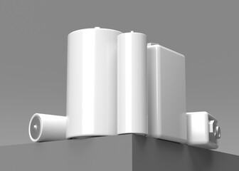 Battery Mockups and Rectangular Shapes on Gray Surface