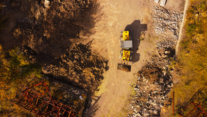 Aerial View of Construction Site with Heavy Equipment