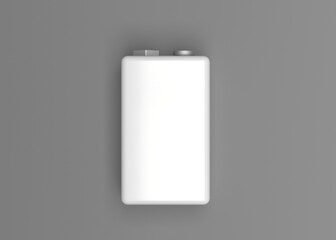 Single Rectangular Battery Mockup on Gray Background