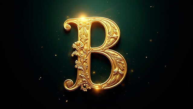 Ornate Golden Letter B, Luxurious Typography