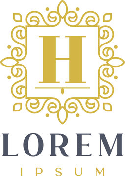 Luxury Square Decorative Letter H Logo Template