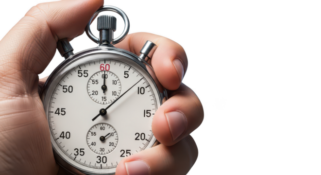 Hand holding stopwatch