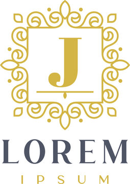 Luxury Square Decorative Letter J Logo Template