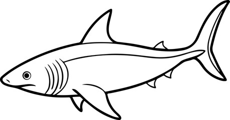 Caribbean reef shark outline vector illustration line art