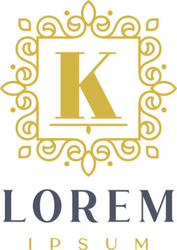 Luxury Square Decorative Letter K Logo Template