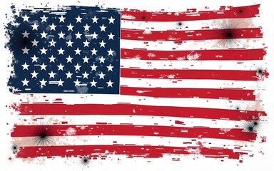 USA american grunge flag. US flags graphic design with stars and stripes and grunge texture. T-shirt print, wallpaper design vector set. USA national flag for holiday celebration illustration
